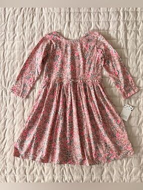 Girls' Pink Floral Long-Sleeve Dress